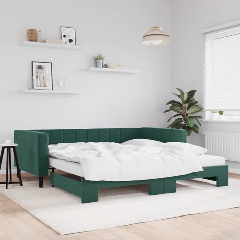 Furniture Limited - Lit de jour et gigogne et matelas vert foncé (1/5)