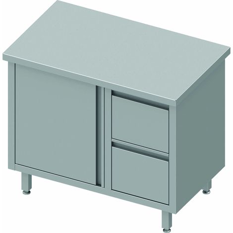 Meuble Bas Cuisine Inox - Porte à Gauche & 2 Tiroirs - Gamme 700 - Stalgast