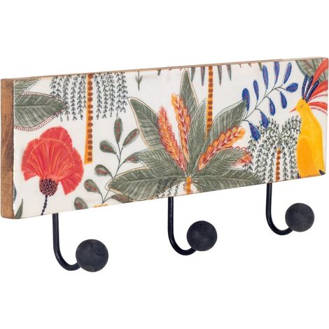 Signes Grimalt Appendiabiti Hanger 3 Pomelli Foglie Marrone 16x38x7cm