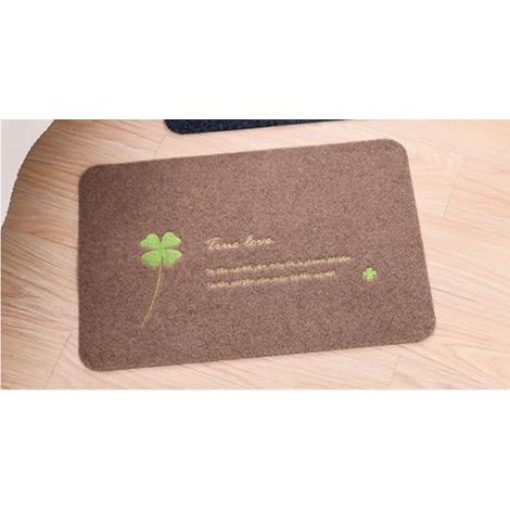 [Fußmatte] 4 Kleeblatt-Fußmatte, vielseitig einsetzbar, stilvoll bedruckt, rutschfest und saugfähig, für Küche und Bad, Braun – Rutschfeste, saugfähige Matte aus Polypropylen-Polyester, 40 x 60 cm, br (1/5)