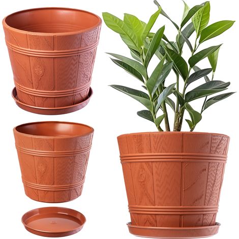 KADAX Blumentopf mit Untersetzer, 19 cm, Terrakotta