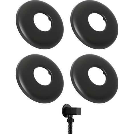 Rosace Mitigeur Douche 4PCS Noir Extra Plate 69 mm x 8 mm, Acier Inoxydable, Garniture et Cache pour Robinet de Douche Mural, Rosace Robinet Douche Fine et Enjoliveur Mitigeur Douche (1/5)
