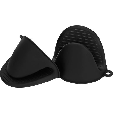 Maniques en silicone, résistantes à la chaleur, pour la cuisson et la pâtisserie, lot de 2, noires (1/5)
