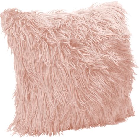 Federa Cuscino Decorativo A Pelo Lungo Pelliccia Morbida Sintetica 45x45 con Zip Rosa (1/3)