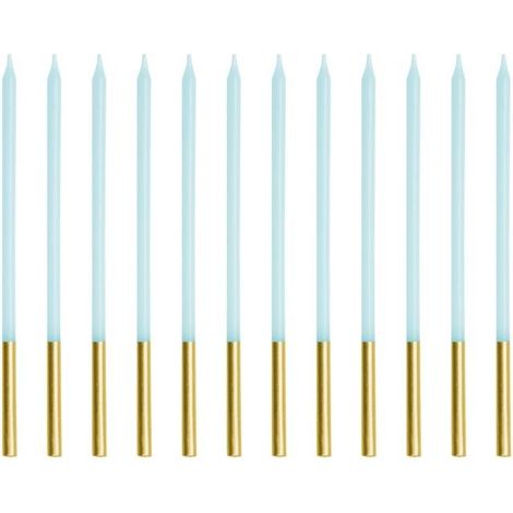 Candeline di compleanno blu lisce, 14 cm, 12 pezzi
