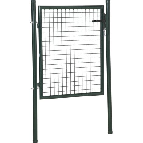 Puerta Verja de Jardín de Acero con Cerradura Manija y 3 Llaves Puerta de Valla Cerca para Exterior Patio Terraza 97x150 cm (1/5)