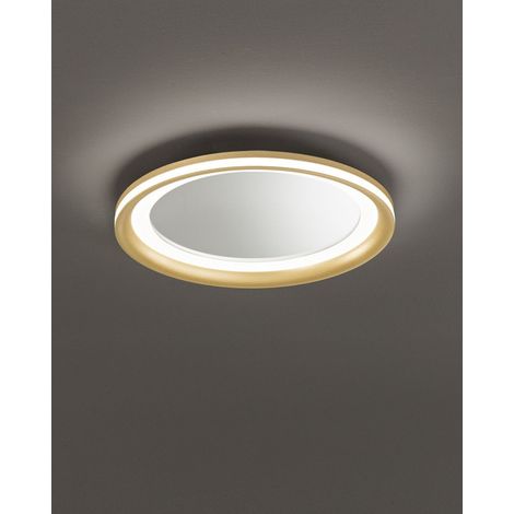 Miroir Led Mirò D.60 Cm 58W Or Brossé, Applique Murale Ou Plafond, Lumière Chaude 3000K, Style Contemporain Raffiné (1/3)