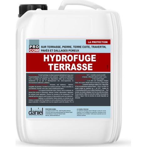 Procom – Hydrofuge terrasse incolore 20L – Imperméabilisant pour pierre naturelle, béton, travertin, dalles, pavés – Protection contre l'eau et dégradations