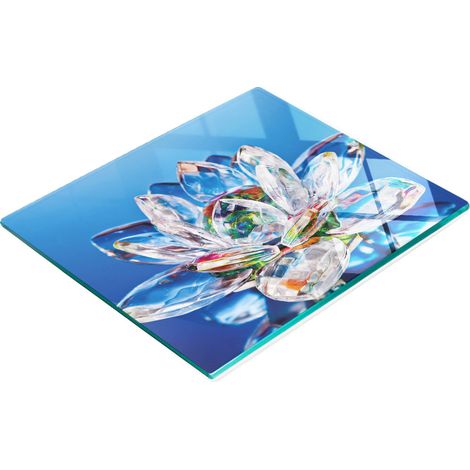 Tabla de cocina de vidrio duradera y elegante con estampado de flor de loto, 60x52 cm. (1/5)
