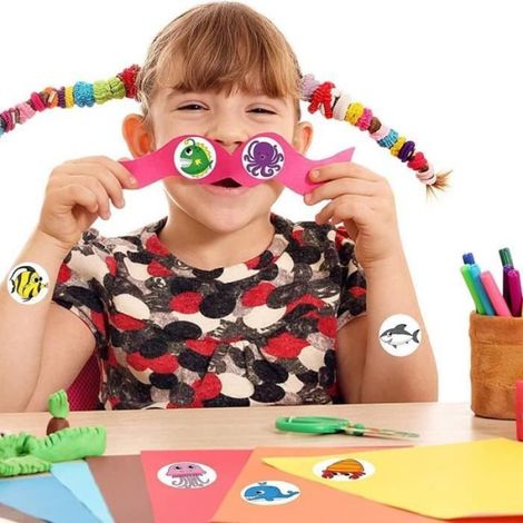 Autocollants Animaux - 2 Rouleaux de Stickers Papier pour Enfants - Motifs Forêt et Mer - 1000 Pièces (1/4)