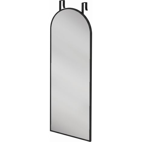 Specchio da Parete e Porta ad Arco 40x110 cm con Ganci e Cornice in Lega di Alluminio e Vetro Temperato Nero (1/5)