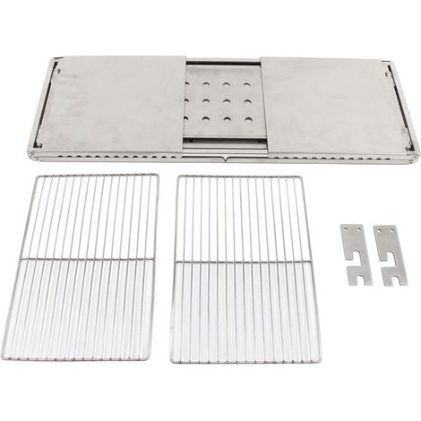 Poêle à bois rectangulaire pliable en acier inoxydable avec grille, pour randonnée et camping extérieur (1/5)