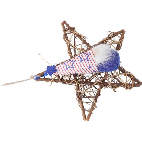 Décoration murale type C : guirlande, ornement de porte, poupée sans visage, pendentif pentagramme en rotin, décoration sans visage