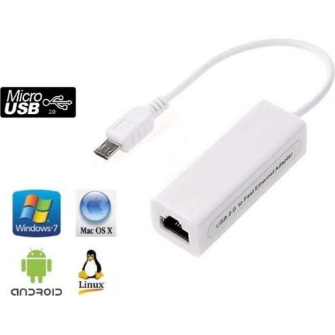 Adaptateur Micro USB vers Ethernet RJ45 (1/2)