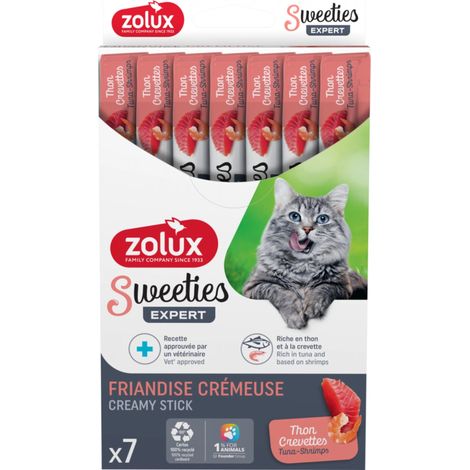 Zolux  SWEETIES  Snack cremoso per gatti 14g - Tonno e gamberetti 7x14g