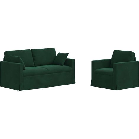 Ensemble de Canapés 2 pcs  Salon de jardin Vert foncé 158 x 78 x 80 cm Velours