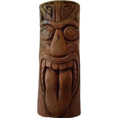 Jardinex – Statue Tiki Haka 50 cm – Sculptée à la main en tige de cocotier – Décoration dynamique pour jardins et espaces extérieurs