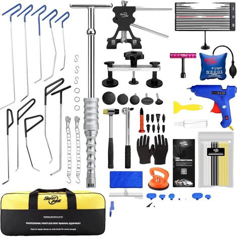Herramientas para reparar abolladuras en carrocerías de automóviles, reparación rápida, diseño fácil de usar, kit profesional de 118 piezas. (1/2)