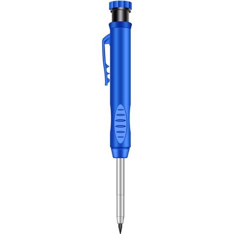 Crayon de charpentier mécanique bleu pour trous profonds (20 g) – Crayon de marquage/tracé réglable avec mine graphite et taille-crayon intégré (1/3)