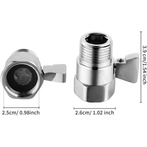 Vanne d'arrêt pour douche en laiton - Régulateur de débit d'eau G1/2" mâle femelle pour pommeau de douche et flexible