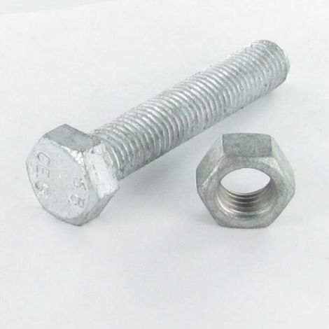 Boulon (vendu avec Ecrou) Tête hexagonale TH M12X150 Filetée sur 150 Classe 6.8 Forte tenue à la corrosion-1 pièce (1/2)