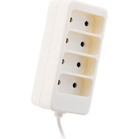 Bloc multiprise 4 Prises 6 A 2P Blanc (1/2)