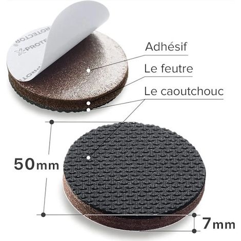 Lot de 8 patins antidérapants en caoutchouc de qualité supérieure de 50 mm - Patins antidérapants auto-adhésifs pour meubles - Pour une fixation sûre. (1/5)