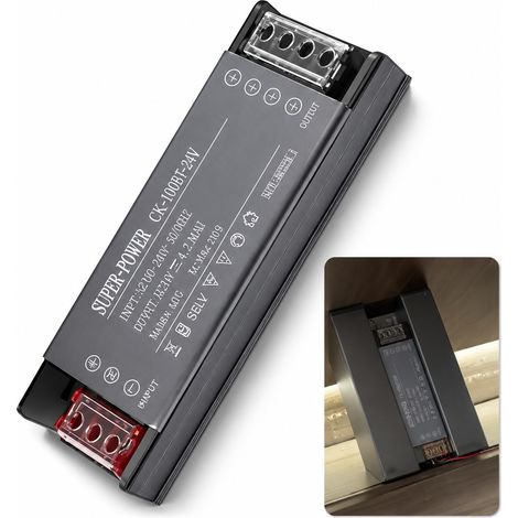Transformateur 220V 24V LED Driver 100W Alimentation CV Compacte Ultra, 220V AC à 24V DC Convertisseur 4,2A, Alimentation Driver pour Ruban LED, Éclairage d’Armoire et Jardin (1/5)