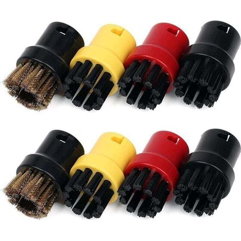 Set mit 8 Dampfreinigungsbürsten für Kärcher SC1 SC2 CTK10 SC3 SC4 SC5 SC7, runde Nylon- und Messingbürsten für Dampfreiniger (1/4)