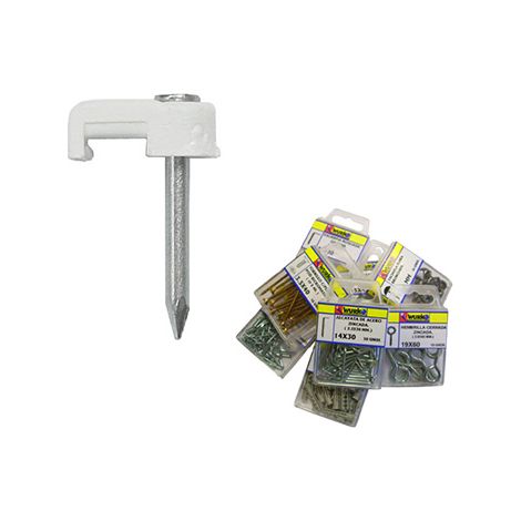 WURKO grapas cable n1 planas 6071 blister 16 , Grapas para cable plano, modelo 6071Tamaño 1mmColor blancoBlister