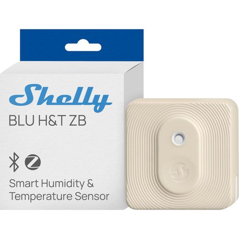 SHELLY BLU H&T ZB IVOIRE - CAPTEUR DE TEMPÉRATURE ET D'HUMIDITÉ ZIGBEE ET BLUETOOTH, THERMOMÈTRE, HYGROMÈTRE CONNECTÉ, PROTECTIO