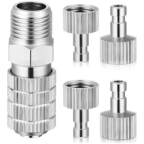 5pcs Airbrush Adapters Complete Kit Quick Coupling Valve Adjustment Universal Male to Female Accessories Airbrush Metal Adapter for Air Hose (1/8 Inch) (1/5)