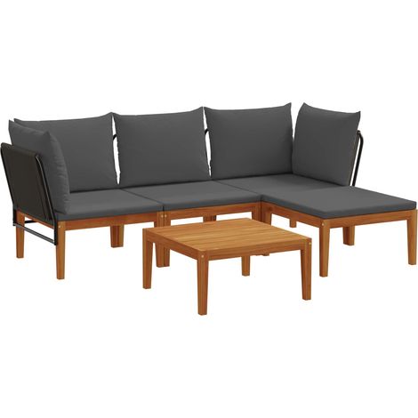 5 pz Legno massiccio di acacia e corda Naturale vidaXL (1/5)