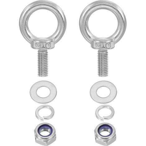 2 Pièces M10 x 25mm Boulon À Œil Avec Écrou Boulon À Œil Argent (1/5)