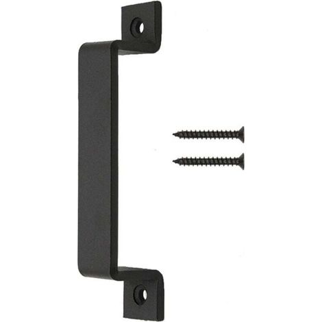 2pcs Poignée de porte de grange Poignée de porte en acier noir massif (le noir)160mm (1/4)
