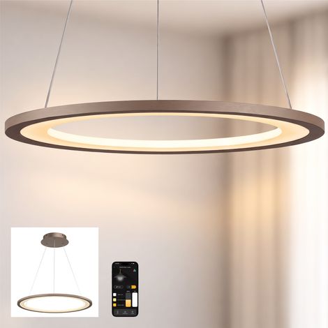 doporro Moderne LED Pendelleuchte – 40cm Dimmbare Esszimmerlampe hängend mit App & Fernbedienung, 3000–6000K, CRI≥95, höhenverstellbar für Esstisch & Wohnraum, Luvina01, Kaffee