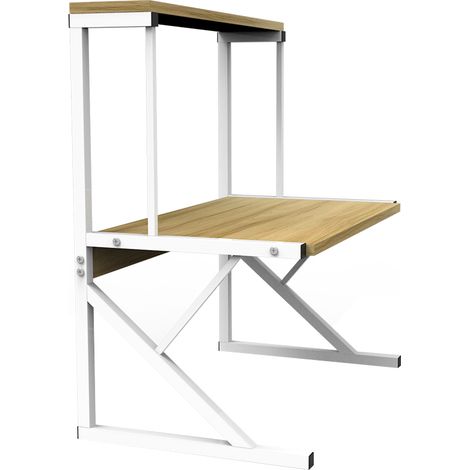 Support de Four à Micro-Ondes, Etagere Rangement de Cuisine, Support de Grille-Pain, Noyer (1/5)