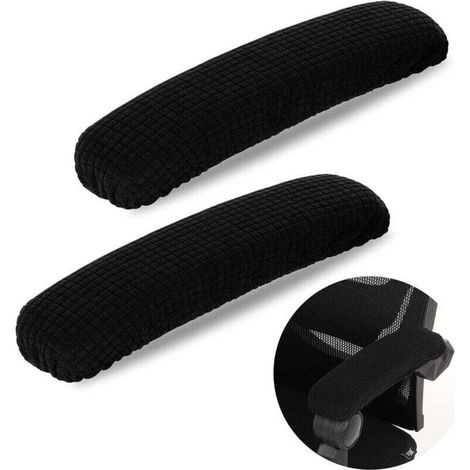 Housses accoudoir chaise bureau 1paire - Noir, coussin de coude réutilisable - Pour fauteuil de bureau/jeu - Douce et anti-usure - Travailleurs et gamers (1/4)