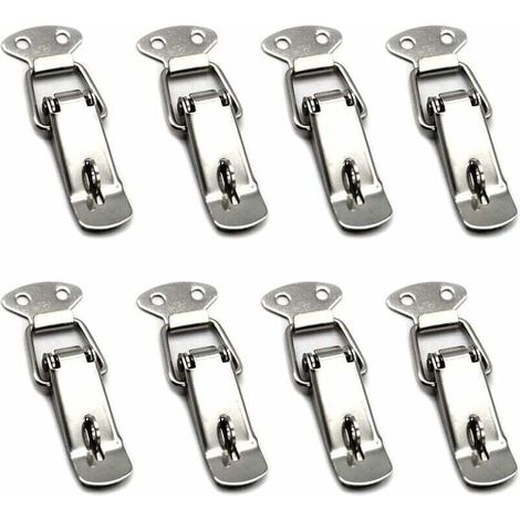 8 Pièces Fermeture a Levier Fermeture à Ressort Loquet Bascule en Acier Inoxydable Pour Tiroir,Armoire et Coffre - Silver (1/4)