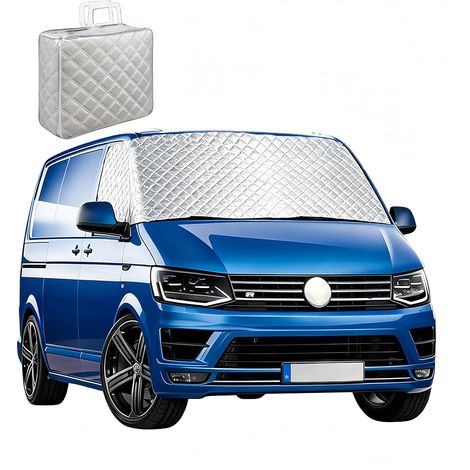 Pare-Soleil Voiture Pare-Brise Avant Compatible avec T5, Couverture de Pare-Brise Extérieur pour Camping-Car, Pliable Housse Protection Solaire Neige Toutes Saisons,avec Sac de Rangement (1/5)