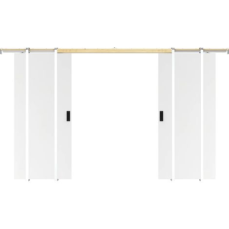 Porte coulissante double avec système à galandage - 2 x H205 x L73 cm - MDF + PVC Blanc - VARIN II (1/3)