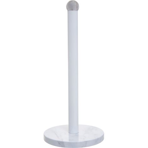 Interiors By Premier Practical White Marble Effect Stainless Steel Kitchen Roll Holder, Stylish Roll Holder, One Handed Use Holder (1/4)