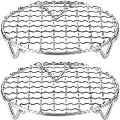 2 piezas de rejilla redonda de acero inoxidable 304 de 5 pulgadas con alambre transversal y patas de 20 mm para cocinar, hornear, unir y asar (1/5)