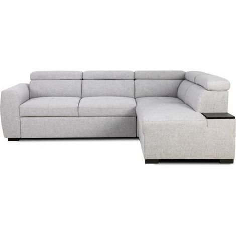 Canapé d'angle convertible réversible - 4/5 places - KELIO - Tissu Gris - 3 tétières - 245 x 184 x 77/87 cm (1/5)