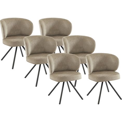 Lot de 6 chaises pivotantes en tissu texturé et métal noir - Taupe - LYARO (1/5)