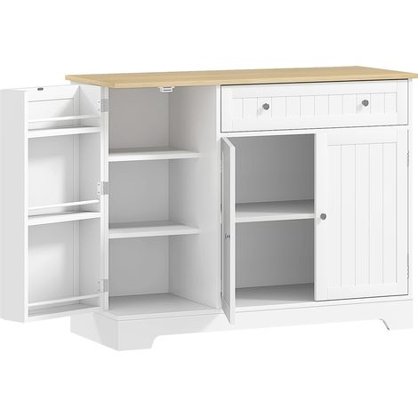 Credenza Moderna 105x40x83 cm Mobile Buffet con Cassetto e Armadietti in MDF Bianco (1/5)