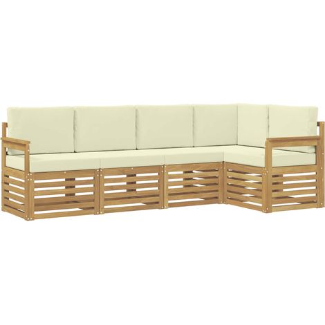 Set di divani da esterno 5 pcs Bianco e Crema vidaXL