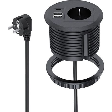 Prise escamotable avec TypeC et USB 2 m pour plan de travail de cuisine (1/5)
