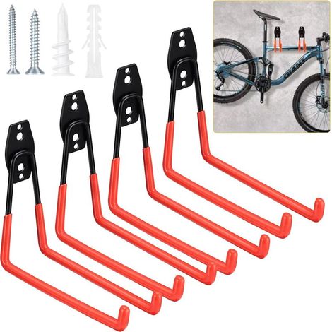 Lot de 4 Crochet Mural Garage, Long Crochet de Rangement Garage, Crochet Garage Charge Lourde pour Organiser les Outils de Garage, les Outils électriques, les Chaises, les Vélos, les Cordes (1/5)