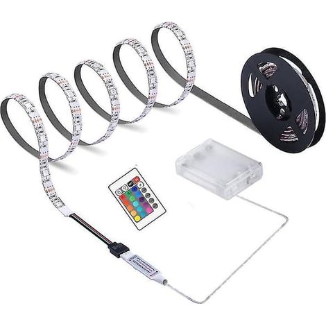 Bande LED haute luminosité à piles avec télécommande, étanche IP65, 5 V CC, RGB 5050, pour éclairage de rétroéclairage TV et de chambre. (1/5)
